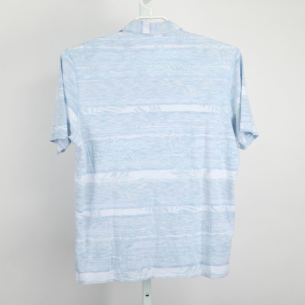 Tommy Bahama Polo Shirt Men Medium Blue Floral Palms Reverse Print Pima Cotton - Picture 3 of 11